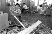 Bobby Henry making a dugout canoe at the 1988 Florida Folk Festival - White Springs, Florida