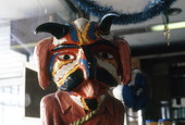 Boeuf Carnival mask by Gerard Dume on display in Les Cousins, a Little Haiti shop - Miami, Florida.