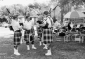 Scottish American bagpipers warming up at Key Biscayne Scottish Games- Key Biscayne, Florida.