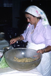 Rina Kramer preparing dish for bar mitzvah - North Miami Beach, Florida.
