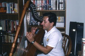 Manolo Franco playing the Venezuelan harp - Miami, Florida.