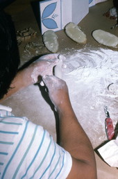 Nicario Jimenez demonstrating Peruvian retablo making - Gainesville, Florida.