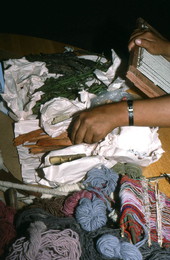 Close-up of Alejandrina Ayme's weaving materials - Gainesville, Florida.