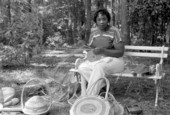 Margaret Garrison weaving sweetgrass baskets- White Springs, Florida