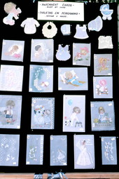 Colombian parchment cards made by Maria Marulanda displayed at the Traditions Festival - Miami, Florida.