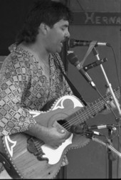 Close up of the bajo sexto player Felix Cortez - Immokalee, Florida