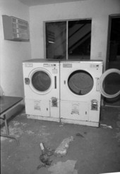 Laundry room and washing machines at College Lodge Apartments - Tallahassee, Florida.