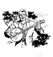 Sketch of a banjo player by Bill Simpson