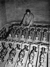 James Boling during installation of carillon bell equipment at the Stephen Foster Center - White Springs, Florida