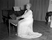 Thelma Boltin playing the melodeon in the Stephen Foster Center museum - White Springs, Florida