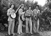 Group portrait of the Sunshine Bluegrass Boys in Lakeland, Florida.