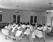 Florida Town Precision Cloggers dancing at the 1966 Florida Folk Festival in White Springs, Florida.