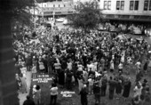 Crowd gathered to meet Santa Claus in Gainesville, Florida.