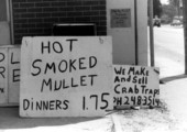 Hand painted signs selling mullet and crab traps- Tampa, Florida