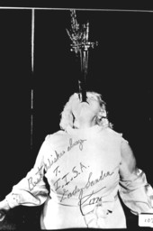 "Lady Sandra" Reed swallowing swords for Clyde Beatty circus show