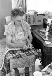 Irene Miller making a "rag" rug at the Festival of American Folklife- Washington, D.C.