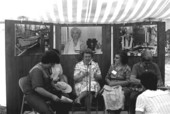 Domestic arts discussion at the Minorcan folklife area during the 1983 Florida Folk Festival - White Springs, Florida
