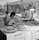 Pam Solano weaving palm hats at the 1983 Florida Folk Festival - White Springs, Florida
