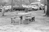 Homemade picnic table at the Pilgrim's Rest Primitive Baptist Church - Graceville, Florida