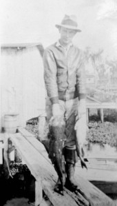 A.B. Cole with 2 large catfish - Palatka, Florida.