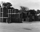 Stacked oil barrels