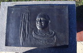 Artwork commemorating astronaut Virgil I. Grissom in Space View Park near the U.S. Space Walk of Fame Museum in Titusville, Florida.