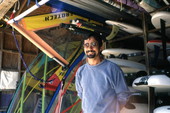 Portrait of Bob Uhlar, windsurfing instructor, at Anastasia State Park in St. Augustine, Florida.