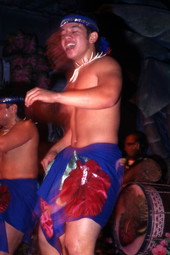 Polynesian dancer shown during a performance at Sea World in Orlando, Florida.