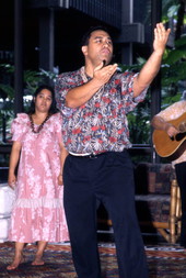 View of hula instructor Kawehi Punahele at the Disney Polynesian Resort in Orlando, Florida.
