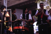 View of musicians performing at a Chinese New Year show in Miami, Florida.
