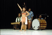 Young hula dancer and musicians - Celebration, Florida.