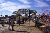 Outdoor exhibition booths at the Central Florida Fairgrounds during a Vietnamese New Year celebration in Orlando, Florida.