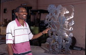 Almann Ulysse with a art piece - Miami, Florida.