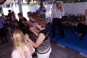 Nick Mastras and Peter Lambropoulos with band and dancers - Tarpon Springs, Florida.