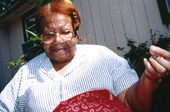 Portrait of quiltmaker Mrs. Winstead in Eatonville, Florida.