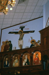 Interior view of artwork at St. George's Antiochian Orthodox Church in Jacksonville, Florida.