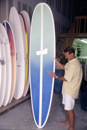 Pat Madden with surf boards - Saint Augustine, Florida.