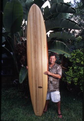 George Robinson and a balsa surfboard - Melbourne, Florida.