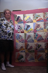 Patricia Reid with one of her quilts - Titusville, Florida.