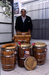 Miguel Lanzo with a bomba drums and plena - Orlando, Florida.