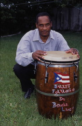 Miguel Lanzo with a bomba drum - Orlando, Florida.