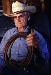 Cow whip maker George "Junior" Mills - Basinger, Florida.