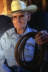 Cow whip maker George "Junior" Mills - Basinger, Florida.