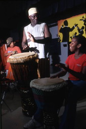 Martin Zagbo plays with children at Lake Westen Elementary School - Orlando, Florida.