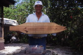 Richard Jay with a carving of a snook - Everglades City, Florida.