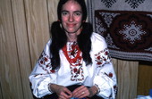 Ukrainian-American artisan at the St. Petersburg International Folk Fair demonstrating Ukrainian arts- Saint Petersburg, Florida.