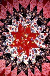 Close-up view of a quilt