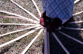 Scene from process of white oak basket making by Lucreaty Clark