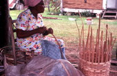Lucreaty Clark preparing another strip of white oak during basket making