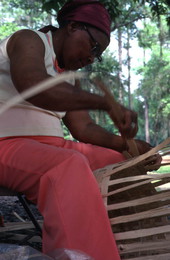 Lucreaty Clark making a white oak basket - White Springs, Florida